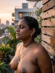 Nude Rooftop Shower