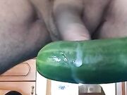 Zucchina nel culo in cucina