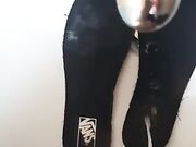 Massive cum explosion on Vans insoles