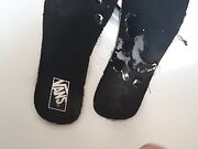 Massive cum explosion on Vans insoles