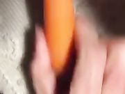 Bull masturba la cagna con la carota davanti al cornuto