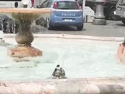 Esibizionista nuda nella fontana di Piazza Colonna Roma