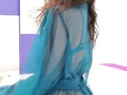 Valentina Nappi in lingerie azzurra